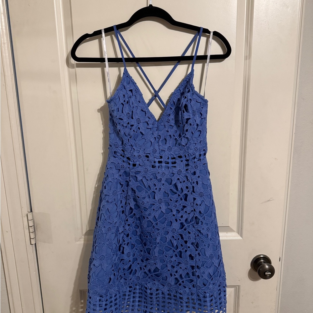Lovers + Friends Blue Lace Mini Dress